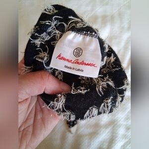 Hanna Andersson Black and Cream Textured Knit Hat